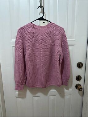 525 America Pink Chunky Knit Turtleneck Sweater